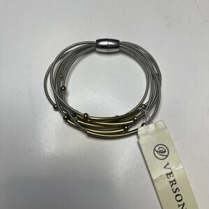 Versona bracelet signed costume jewelry mixed metals modern trendy magnetic